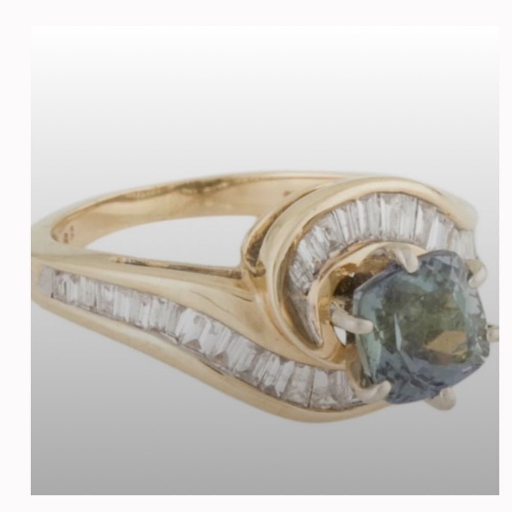 ⭐️💝Stunning💝⭐️ 14K Zoisite & Diamond Cocktail Ring Sz 6
